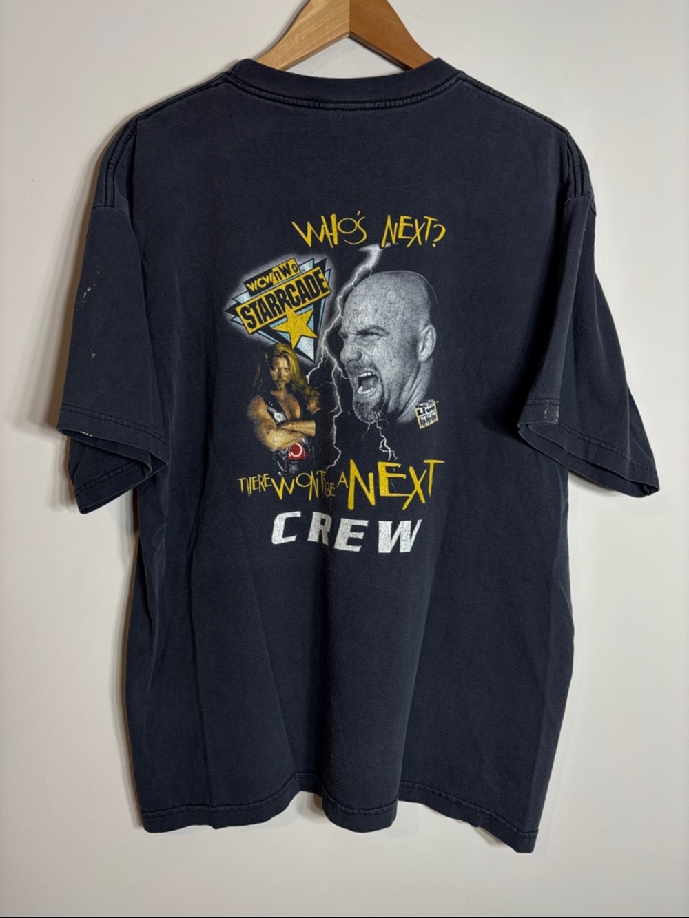 Vtg WCW NWO Starrcade Goldberg Nash Wrestling Crew Shirt XL